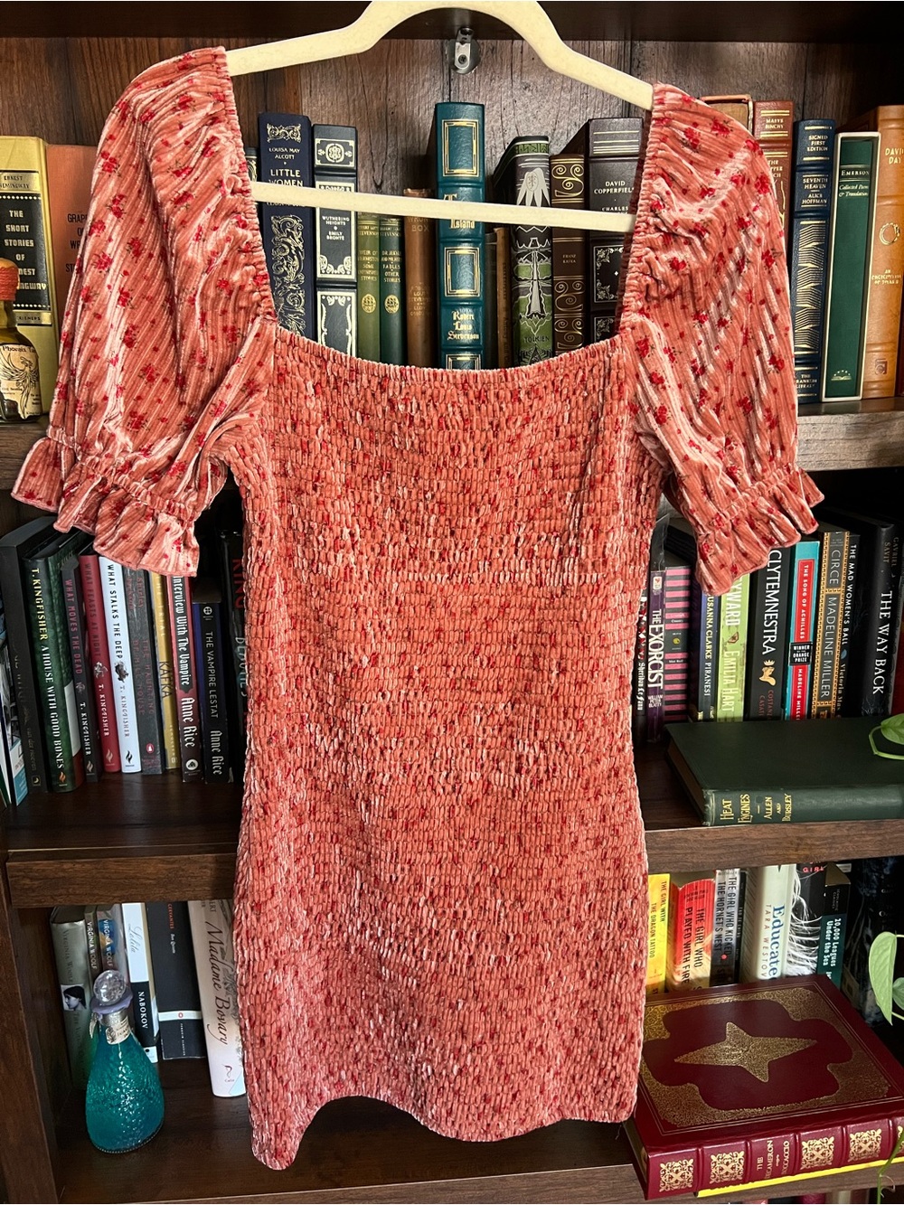 Lulus Emory Park Coral Smocked Square-Neck Mini Dress
